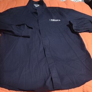 Port Authority Navy and White Button-Up Shirt